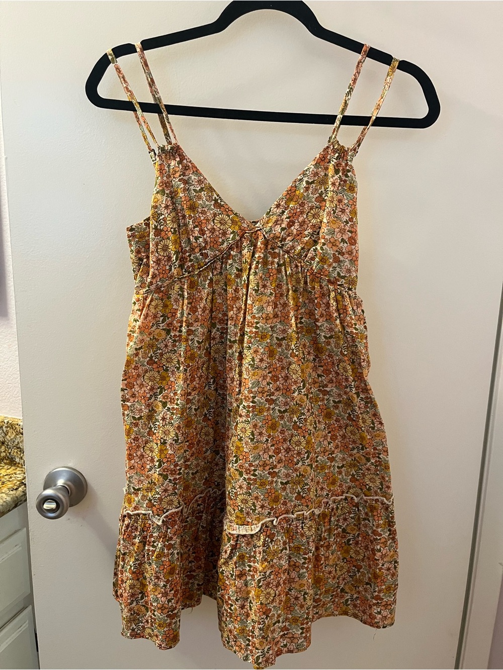wild fable Floral V-Neck Sundress in Mustard, Rust & Cream PTP 15-17/L 31